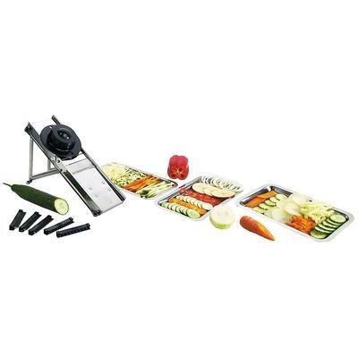 BRON MANDOLINE RVS SUPER-PRO - 5 MESJES + TROLLEY