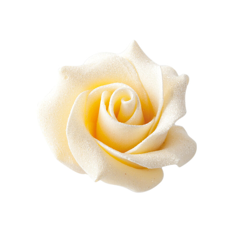 1012290 /77790 ROSE BLANCHE 3D CHOCOLAT Ø 30MM 45MM 15 PCES ***S/CDE***
