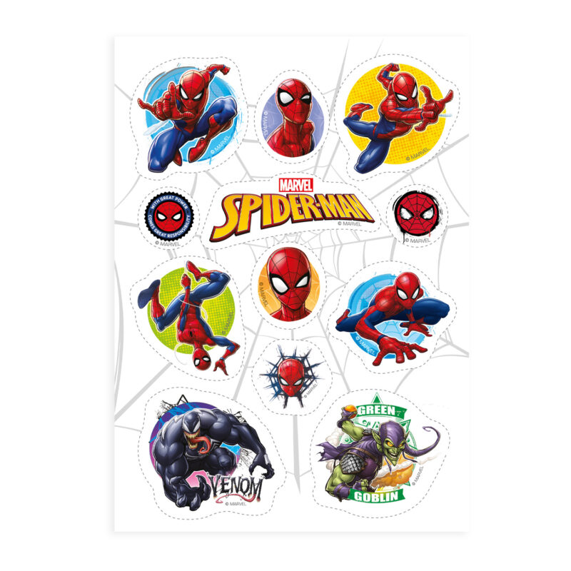 12 SPIDERMAN WAFER DECORATIES OM UIT TE SNIJDEN