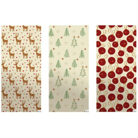 2046142 GEASSORTEERDE KERST TRANSFERVEL 30X40CM 30 STUKS ***S/CD***