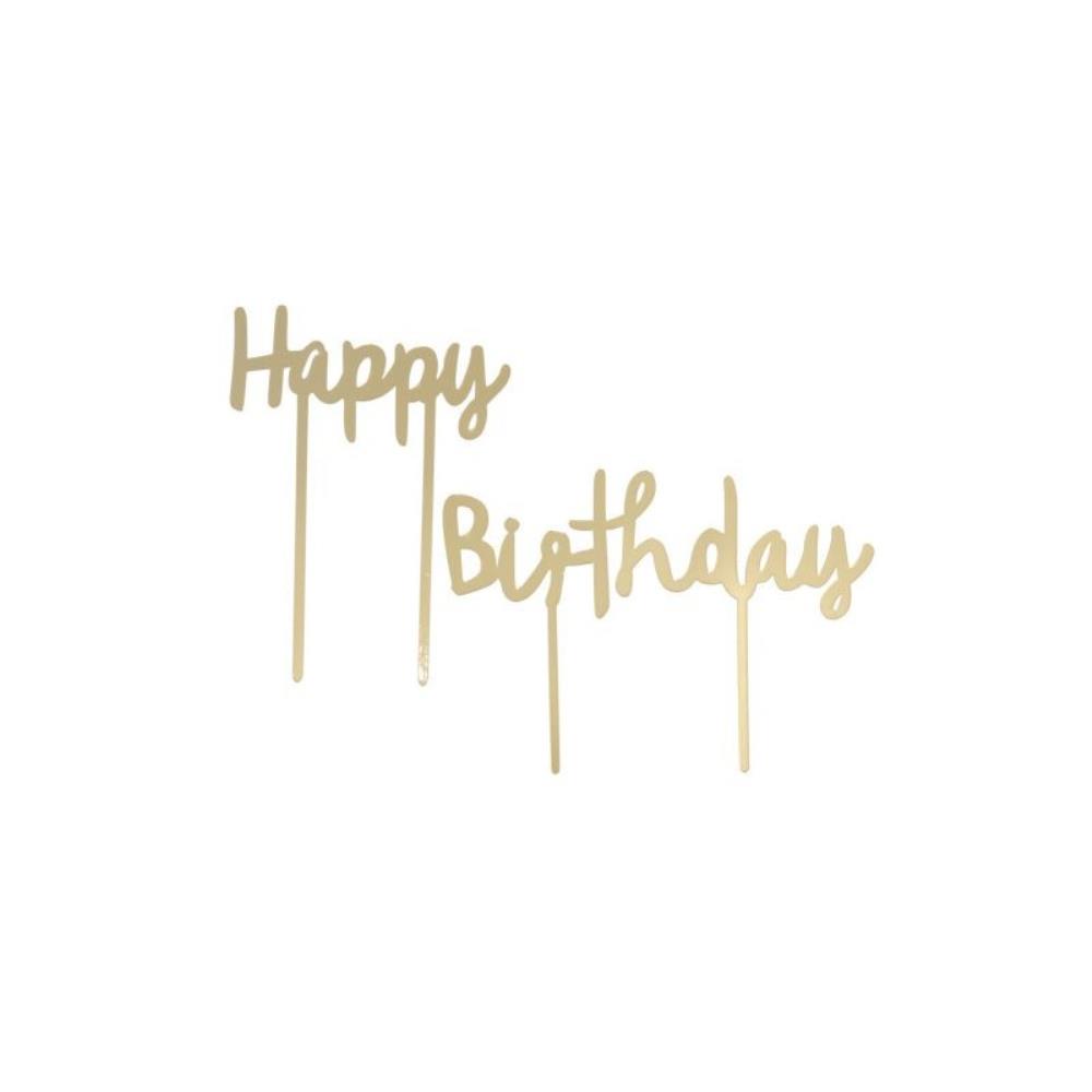 GD2233 GOUD HAPPY BIRTHDAY OP STOKJE