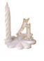 CHIFFRES + SOCLE PLASTIQUE N°4 BLANC ET OR + BOUGIE PAQUET DE 10 PCES