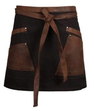 PAVELINNI SHORT SERVER APRON IN BLACK FABRIC