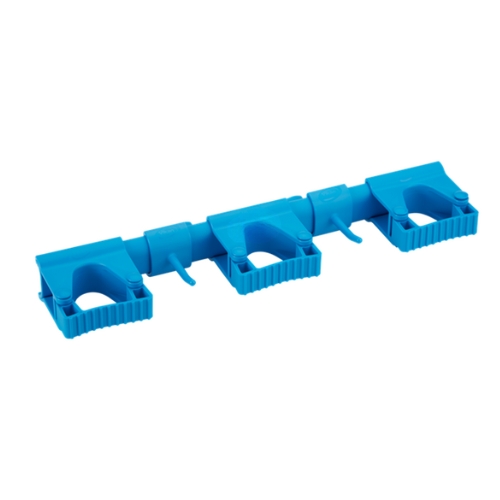 VIKAN SUPPORT MURAL HYGIENIQUE BLEU 42CM 3CLIPS GRIP 2CROCHETS 42X8,7X4,8CM