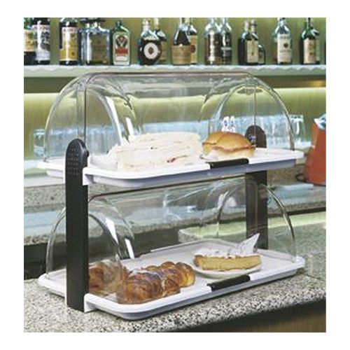 PLASTIEK ETALAGE PLAAT MET DEKSEL ROLLEND 2 VERDIEPINGEN 42X47X32CM=STUK