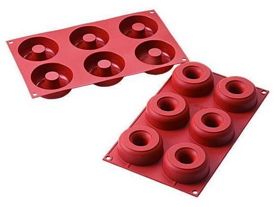 SILIKOMART SF170 VORM 6 DONUTS Ø75 HT 28MM 98ML ANTI-AANBAK GN1/3 -50° TOT 250°