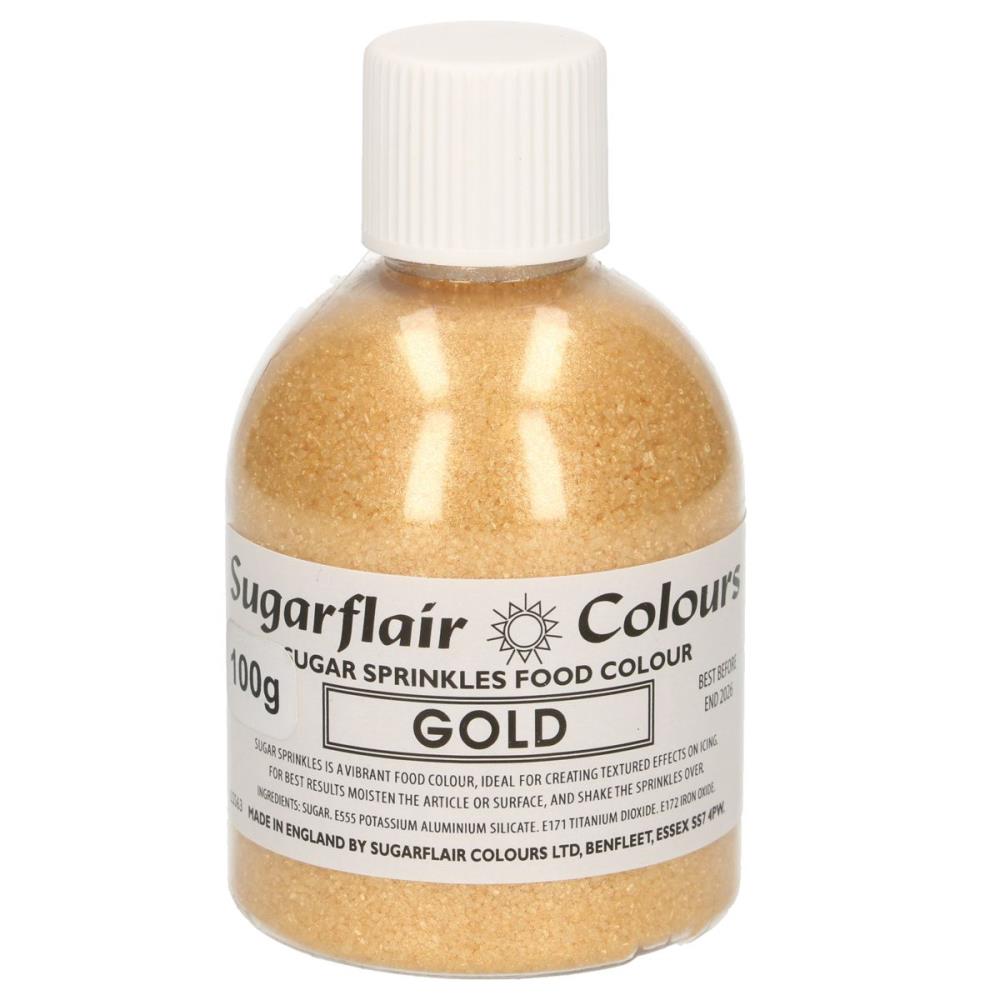 SUGARFLAIR GOLD SPARKLING SUGAR SEQUINS 100GR
