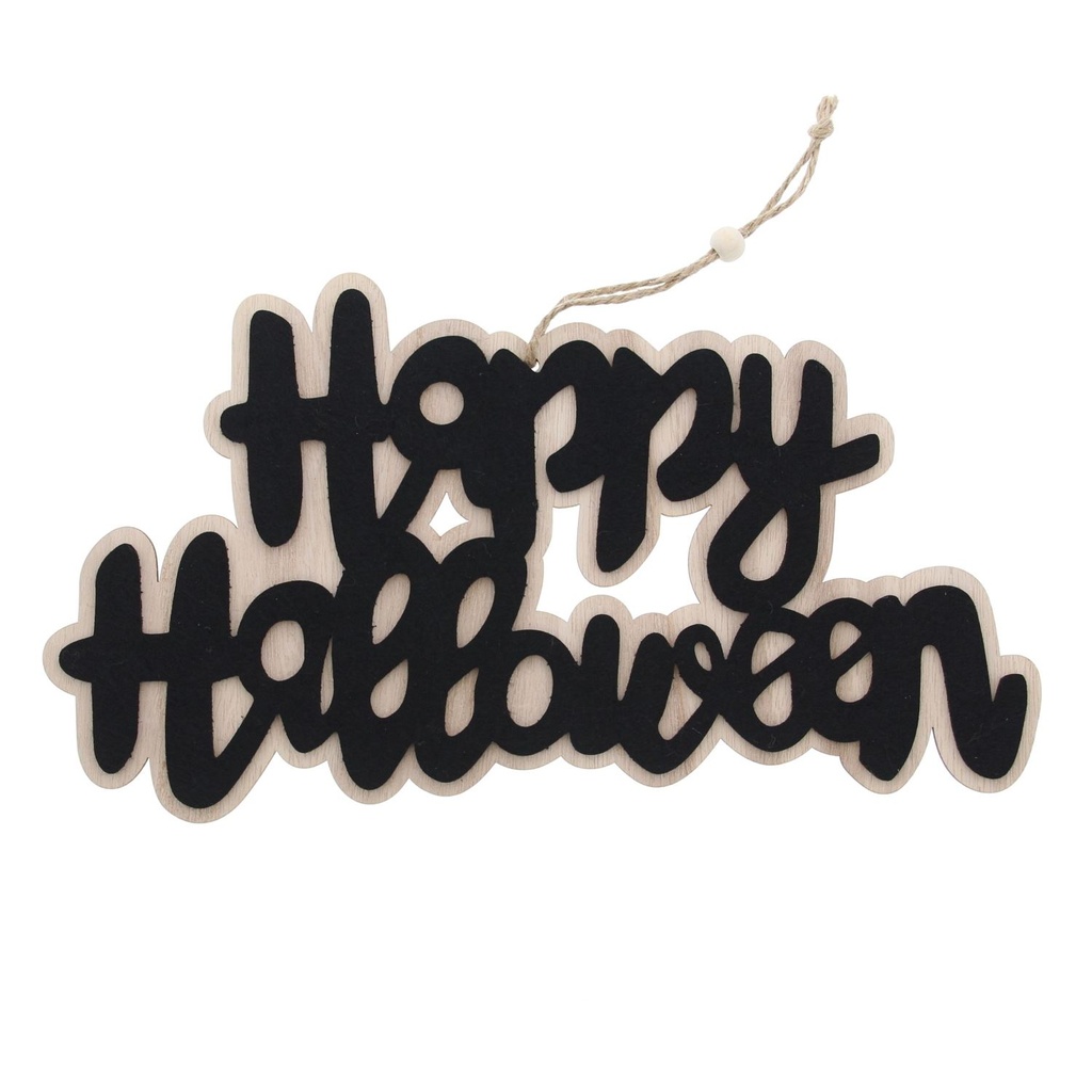 HAPPY HALLOWEEN DECORATIVE BLACK PENDANT 350X190MM