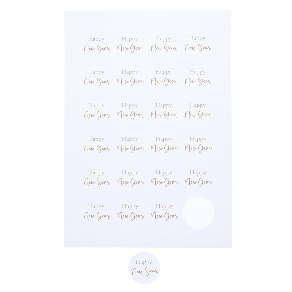 AUTOCOLLANT 4CM HAPPY NEW YEAR OR 24PCS