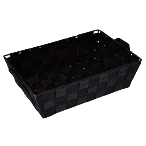 RECHTHOEKIGE ZWARTE RIETEN MAND 28CM X 19CM X H/8CM