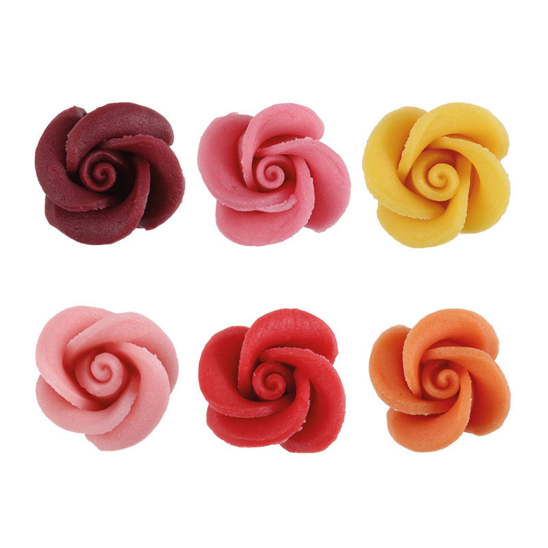 1053010 ROSES EN MASSEPAIN 35MM ASSORTIES 49 PCES ***S/CDE***