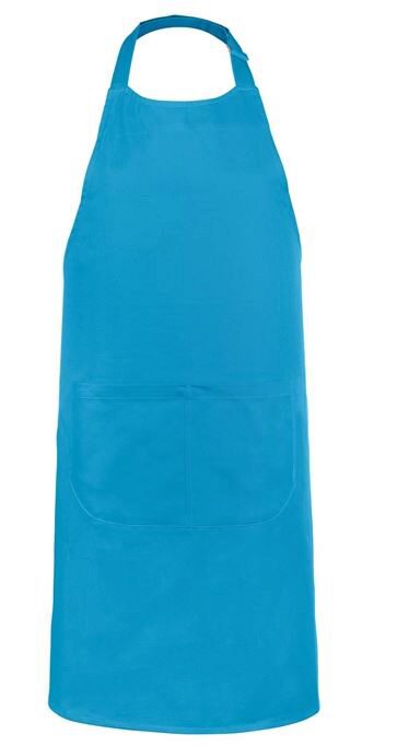 TABLIER KARIBAN BAVETTE + POCHE TURQUOISEH90XL71CM POLYESTER/COTON