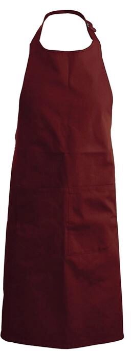 TABLIER KARIBAN BAVETTE + POCHE BORDEAUXH90XL71CM POLYESTER/COTON