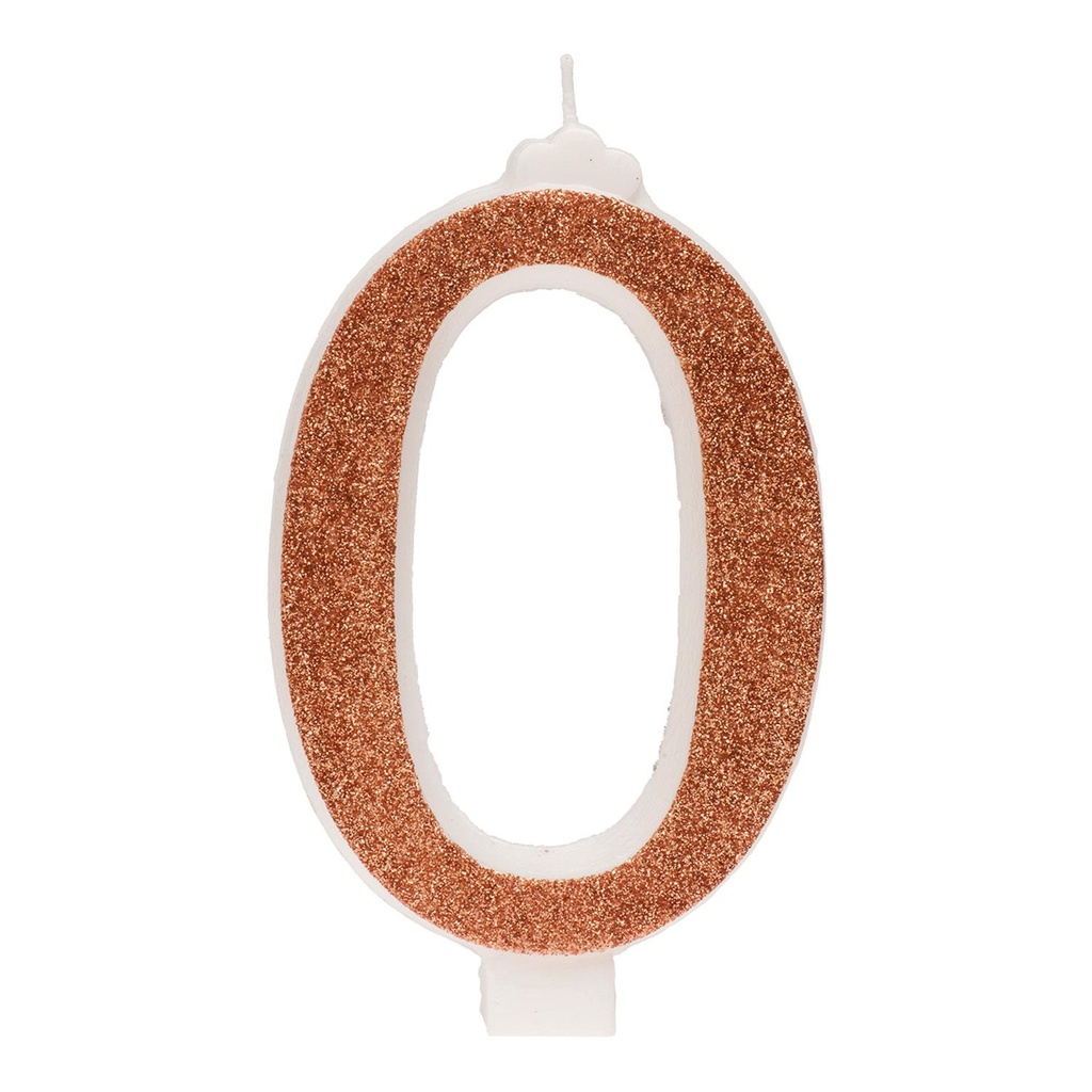 *FF*BOUGIE CHIFFRE N°0 PAILLETTES OR 13CM