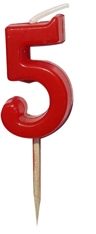  RED PIC SMALL NUMBER CANDLE NO. 5 12PCS