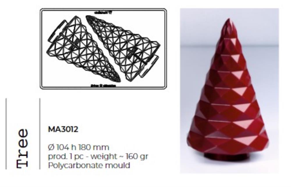 MOULE PRALINES POLYCARBONATE SAPIN FACETTE DIA104H180MM
