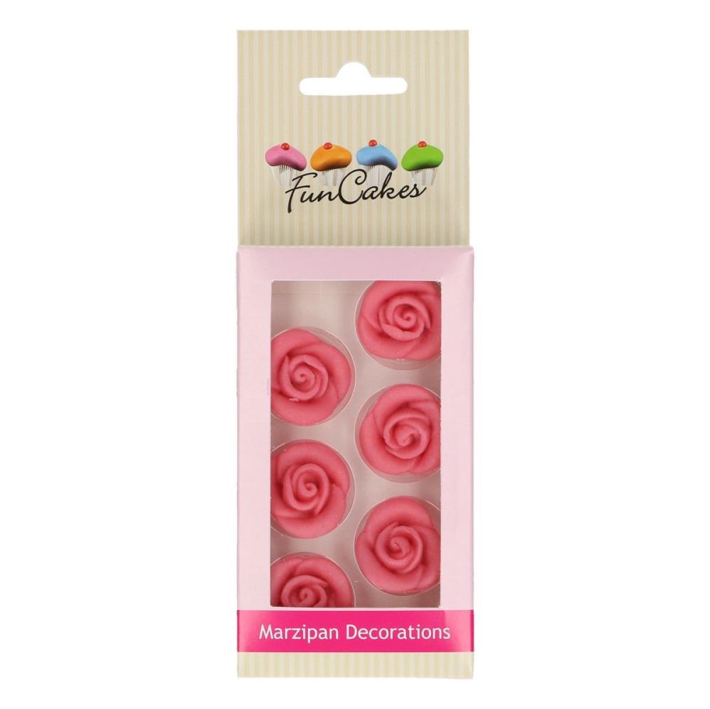 FUNCAKES ROSE MARZIPAN PINK 2.5CM 6 PCES