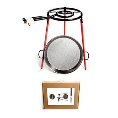STEEL PAELLA DISH SET 46CM-12 SERVINGS+40CM BURNER+BASE