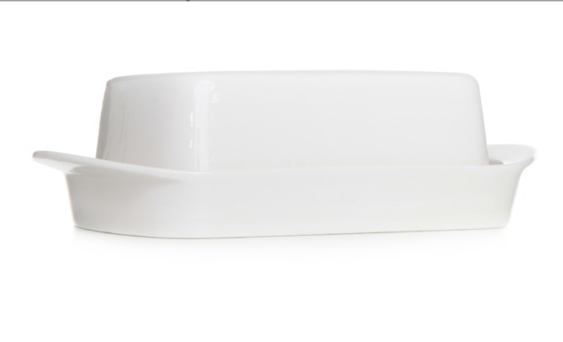 C&T WHITE BUTTER DISH WITH LID 19.5X12XH7CM PORCELAIN