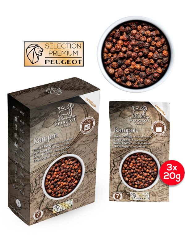 PEUGEOT MAESTRO KAMPOT PEPER CAMBODJA ROOD 3X20G