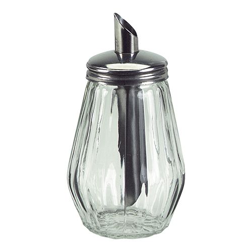 GLASS SUGAR BOWL WITH STAINLESS STEEL MEASURING SPOON 26CL