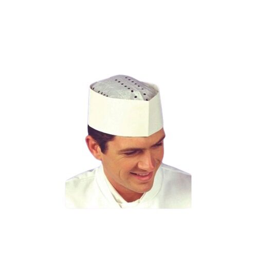 ADJUSTABLE PAPER CAP WHITE/BLUE BORDER 100PCES