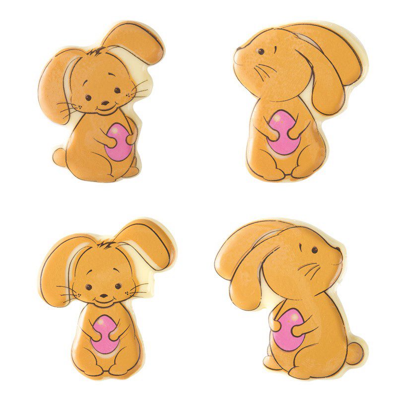 2069423 ROZE KONIJN 4,4 X 4 CM 75 STUKS***S/CD***