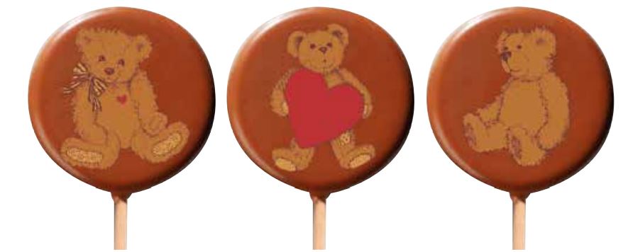 061248 PCB TEDDYBEER LOLLY BLISTERS VOOR 45 PRINTS Ø 5,4 CM EN STICKS 9 STUKS ***S/CD***