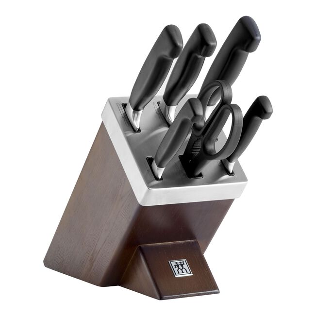 ZWILLING ESSENBLOK + 5 MESSEN + 1 "ZELFSCHERPENDE" BEITEL