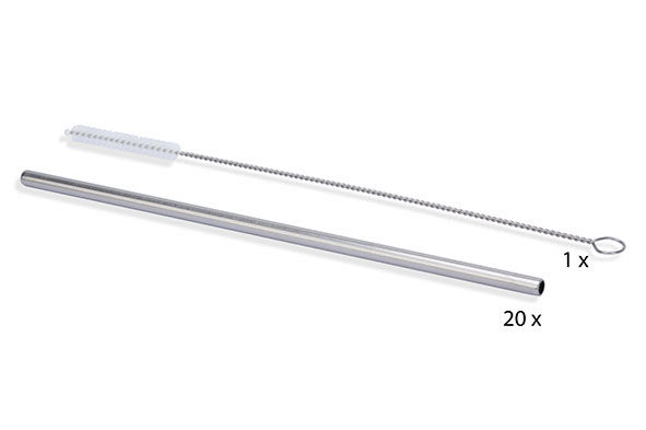 C&T SET OF 20 STRAIGHT STAINLESS STEEL STRAWS 21.4CM + BRUSH 3468387 = 5183024