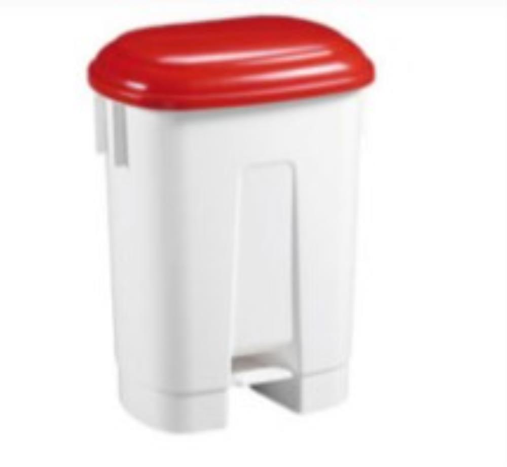 POUBELLE A/PEDALE+COUVERCLE ROUGE ROBUSTE 60L