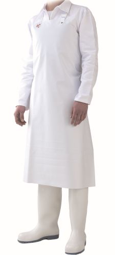 WHITE ANTI-SPILL POLYURETHANE APRON 300 MICRONS-STD 90X115CM