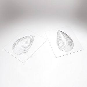 074091 PCB MOULES OEUF LARME STRIÉ POUR 6 SUJETS 15X8,5 CM P.SUJET 8,5 CM 12PCES ***S/CD***