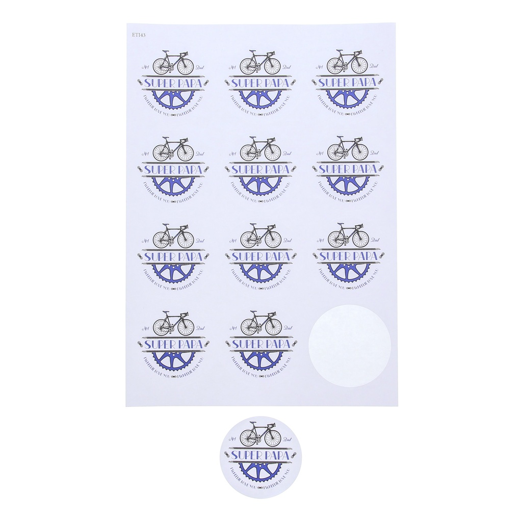 STICKER 6,35CM BIKE SUPER PAPA A4 12PCES 5 BLAADJES