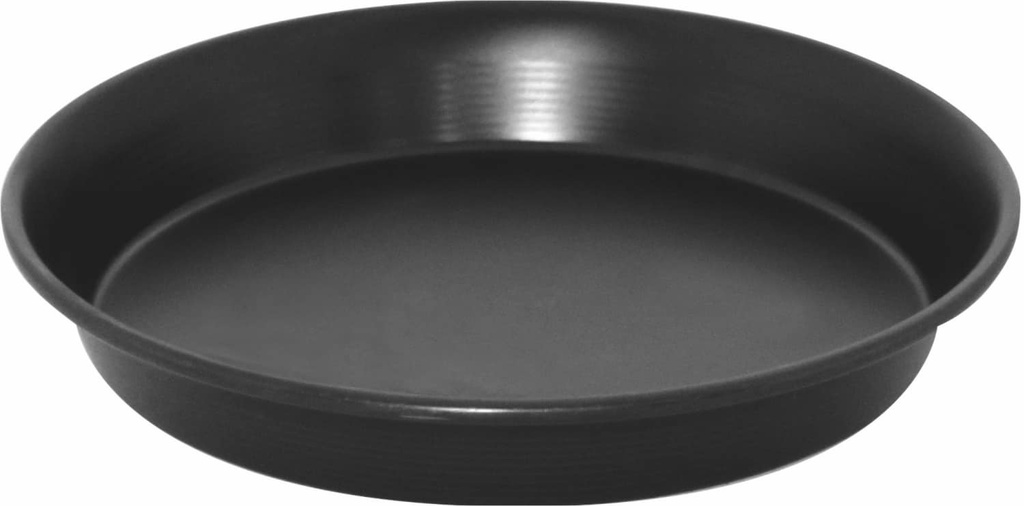 ROND BORD 24CM ZWART PLAAT MET EEN EFFEN RAND 2,5CM