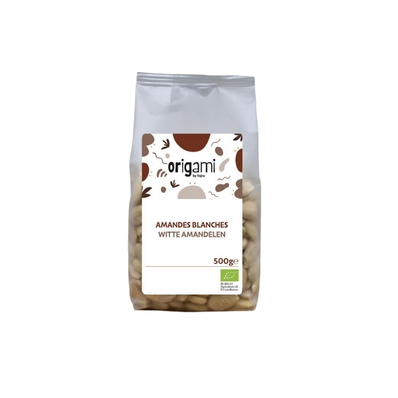 ORIGAMI ORGANIC WHITE ALMONDS 500GR