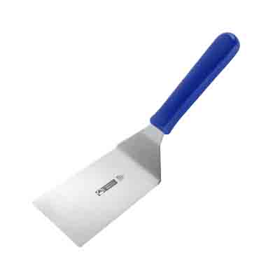 TH STAINLESS STEEL SPATULA BLUE HANDLE 11X9CM