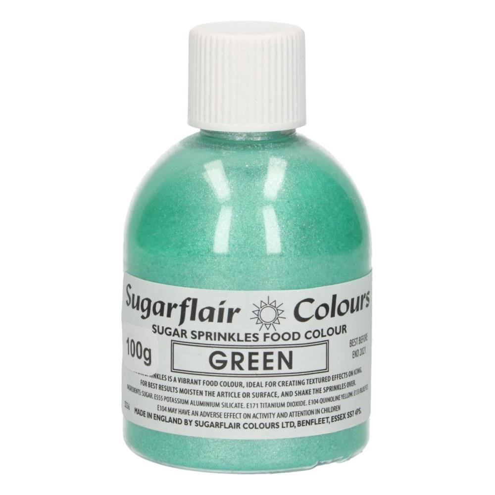 SUGARFLAIR GREEN SPARKLING SUGAR SEQUINS 100GR