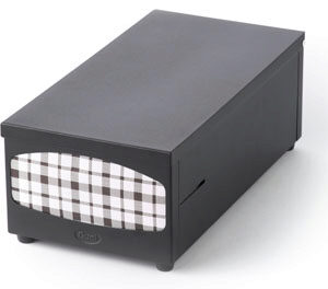 ZWART LAK SERVETTEN DISPENSER 33/33CM 35CM/17,5CM H12CM=STUK