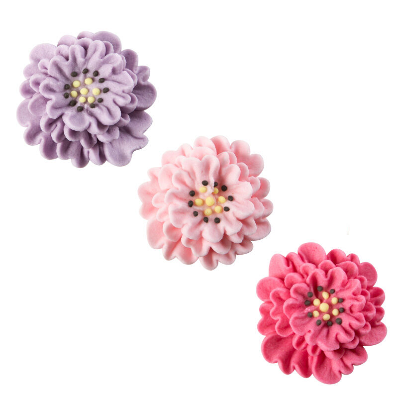 1051138 ASSORTIMENT FLEUR DAHLIA MAUVE/ROSE/FUCHSIASUCRE 3CM 90 PCES ***S/CDE***