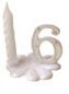 CHIFFRES + SOCLE PLASTIQUE N°6 BLANC ET OR + BOUGIE PAQUET DE 10 PCES