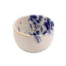 LE COQ PHOBOS WIT-BLAUWE STIPPEN BEKER 8,5XH4,5CM STEENGOED - LPHO019BB210085