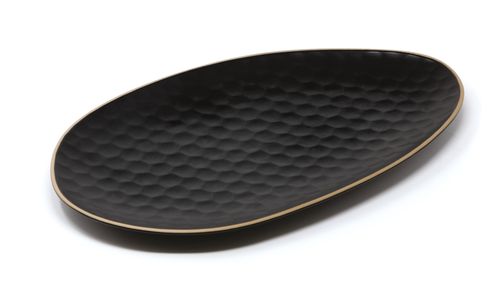 LE COQ KYPSELI MAT ZWART OVAAL BORD 33X19CM STEENGOED - LKYP025NE360330