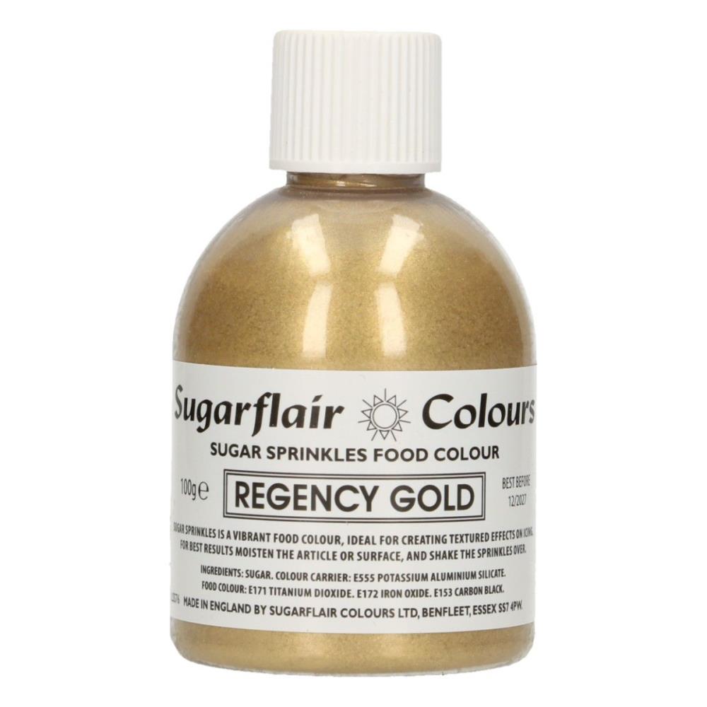 SUGARFLAIR DARK GOLD SPARKLING SUGAR SEQUINS 100GR