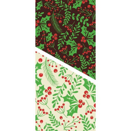 2046086 TRANSFERVEL HOLLY LEAF GROEN/ROOD 30X40CM 30 STUKS ***S/CD***
