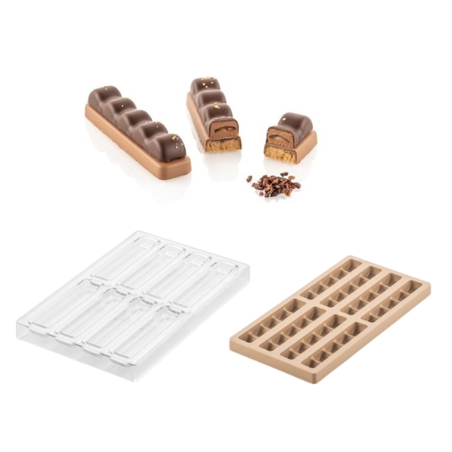 SILIKOMART PRALINE MOLD TRITAN CH016 DUNA BAR KIT 12X2.5XH1CM + ICHB03 SILICONE MOLD