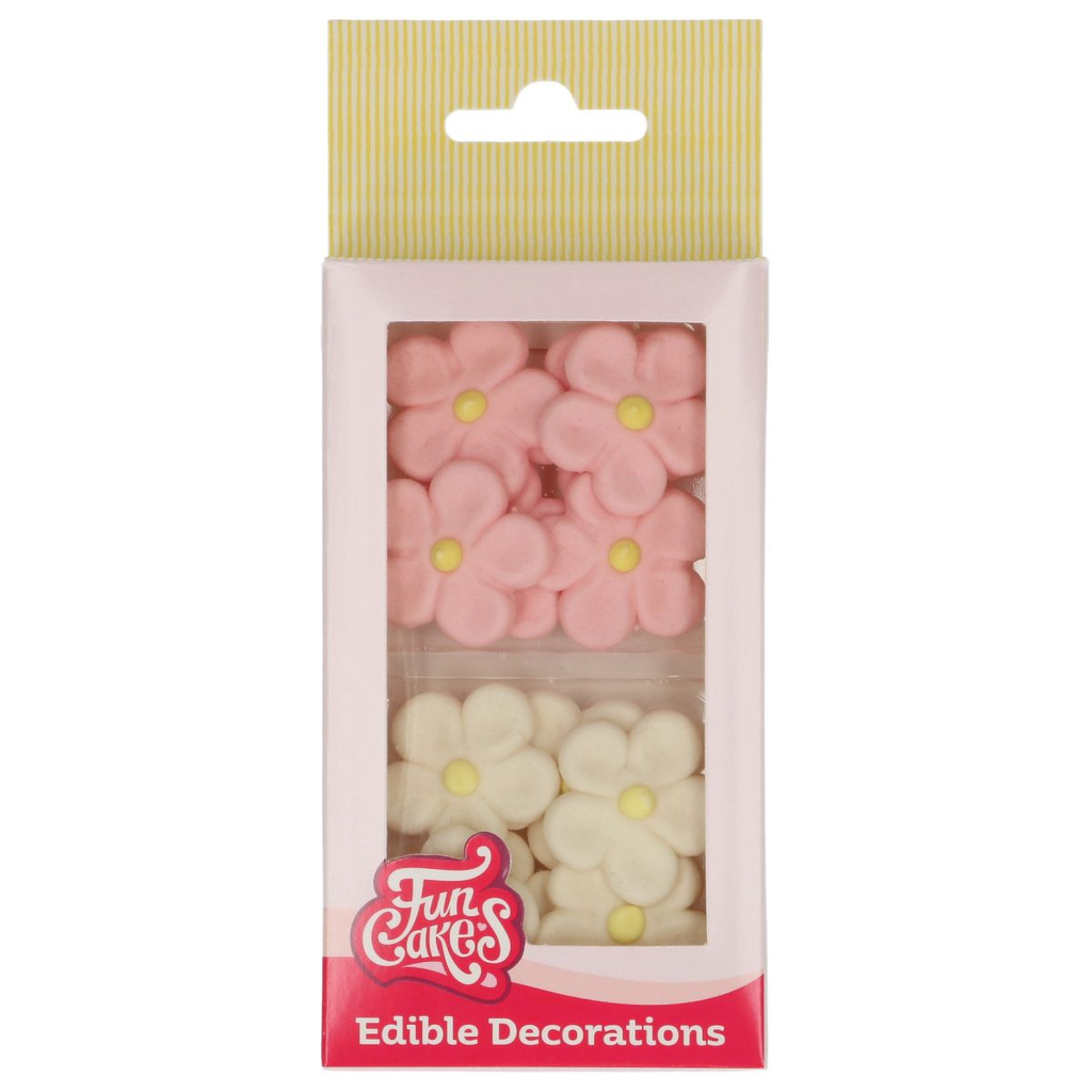 FUNCAKES MARGUERITE BLANC ET ROSE EN SUCRE 3CM 12 PCES