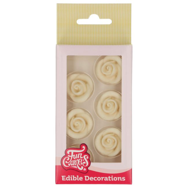 FUNCAKES ROSE BLANCHE 2.5CM 6 PCES
