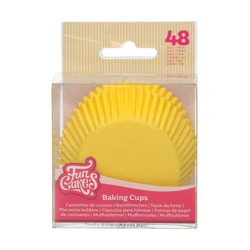 FUNCAKES YELLOW CUPCAKE CASE 48 PCES FOST+ INCLUDED