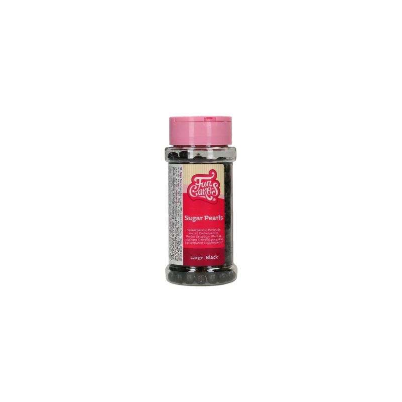 FUNCAKES LARGE BLACK SUGAR PEARLS 7MM 80GR